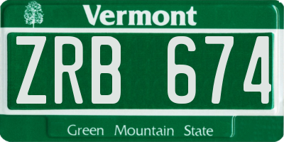 VT license plate ZRB674