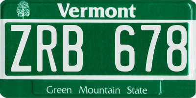 VT license plate ZRB678