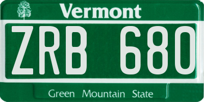 VT license plate ZRB680