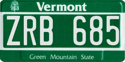 VT license plate ZRB685