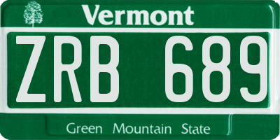VT license plate ZRB689
