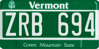 VT license plate ZRB694