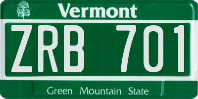 VT license plate ZRB701