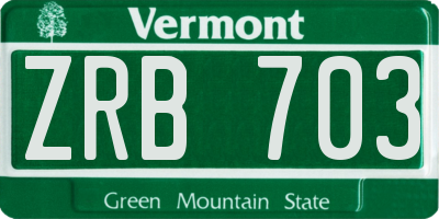 VT license plate ZRB703