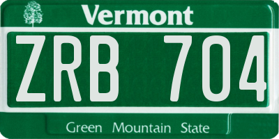 VT license plate ZRB704