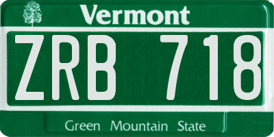 VT license plate ZRB718