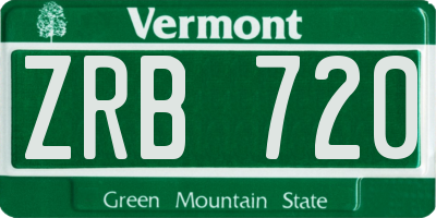 VT license plate ZRB720