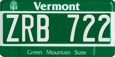 VT license plate ZRB722