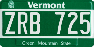 VT license plate ZRB725