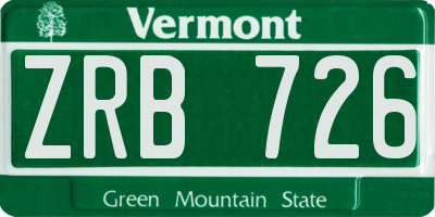VT license plate ZRB726