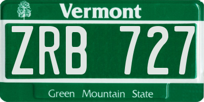 VT license plate ZRB727