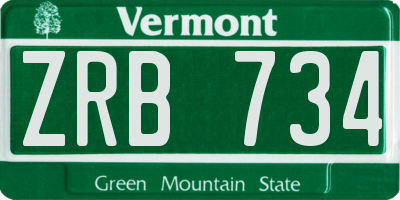 VT license plate ZRB734