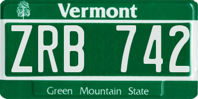 VT license plate ZRB742