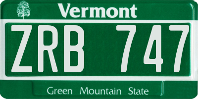 VT license plate ZRB747