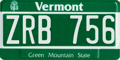 VT license plate ZRB756