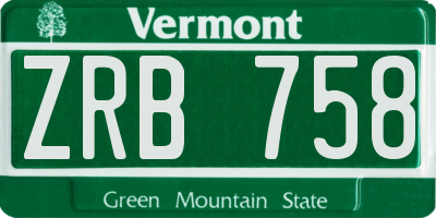 VT license plate ZRB758