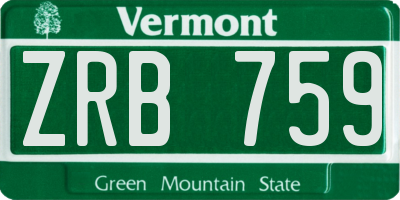 VT license plate ZRB759