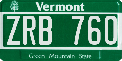 VT license plate ZRB760