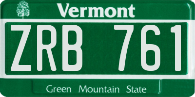 VT license plate ZRB761