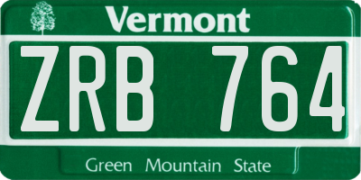 VT license plate ZRB764