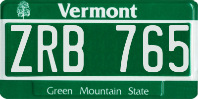 VT license plate ZRB765