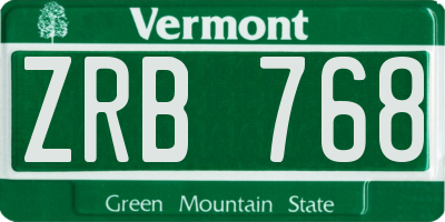VT license plate ZRB768