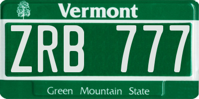 VT license plate ZRB777