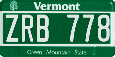 VT license plate ZRB778