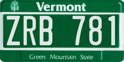 VT license plate ZRB781