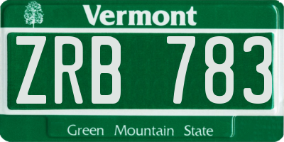 VT license plate ZRB783