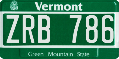 VT license plate ZRB786