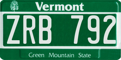 VT license plate ZRB792
