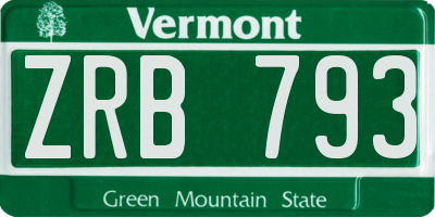 VT license plate ZRB793