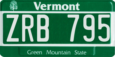 VT license plate ZRB795