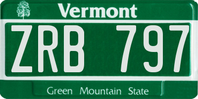 VT license plate ZRB797