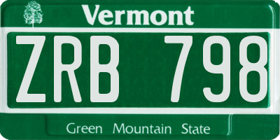 VT license plate ZRB798