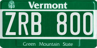 VT license plate ZRB800
