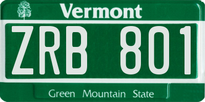 VT license plate ZRB801