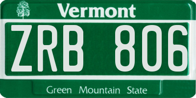 VT license plate ZRB806