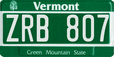VT license plate ZRB807