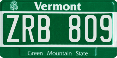 VT license plate ZRB809