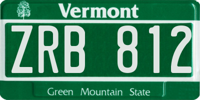 VT license plate ZRB812