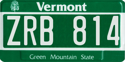 VT license plate ZRB814
