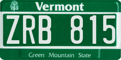 VT license plate ZRB815