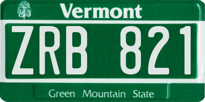 VT license plate ZRB821