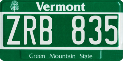 VT license plate ZRB835