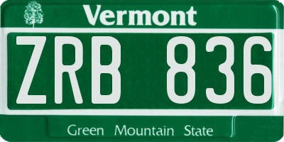 VT license plate ZRB836