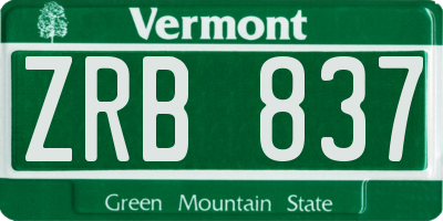 VT license plate ZRB837