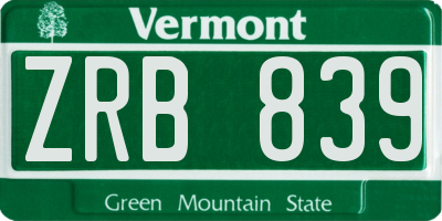 VT license plate ZRB839