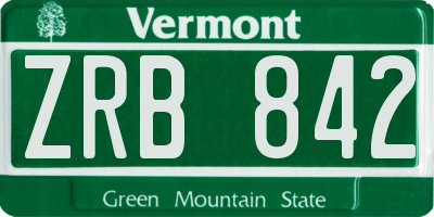 VT license plate ZRB842